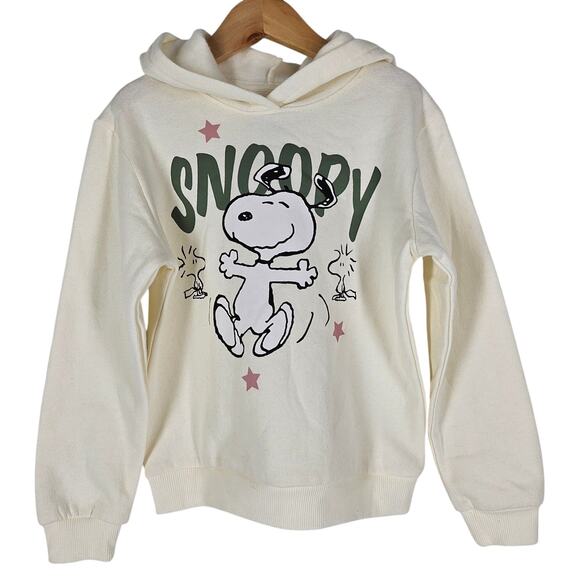 PEANUTS BY HYBRID APPAREL GIRL’S HAPPY SNOOPY HOODIE – SIZE XXS (4/5) – CREAM - Picture 1 of 4